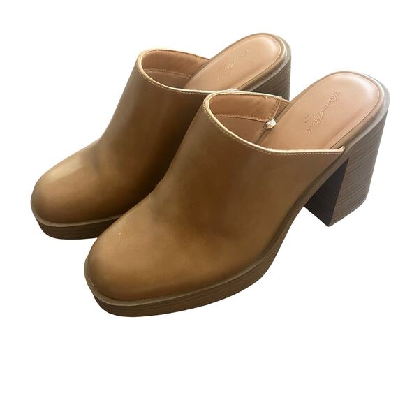 UNIVERSAL THREAD Tess Platform Mule Heels Tan 10 - Picture 3 of 5